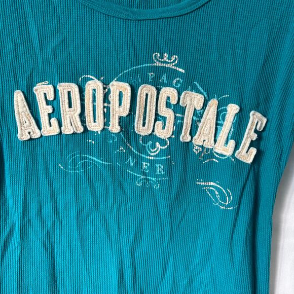 Aeropostale 2010 Long Sleeve Waffle Print Shirt Top Logo Large - Picture 3 of 4